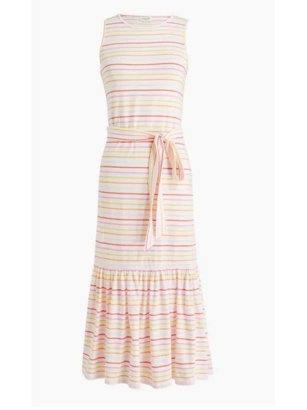 J. Crew Striped Knit Midi Dressβ White Pink Orange 3X